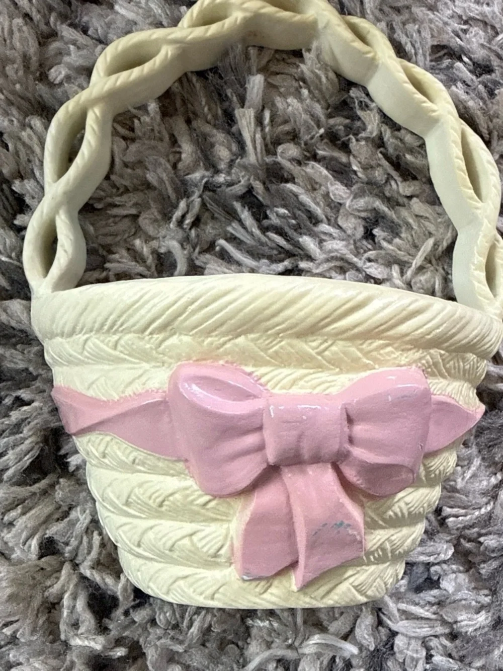 Home Interiors Cream and Pink Basketweave Wall Decor Set